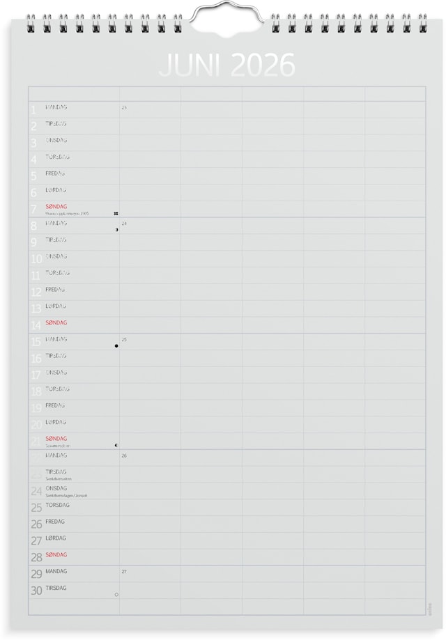 Produktbilde 4 for Familiekalender 2026 A4 Color GRIEG