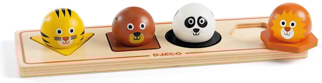 Produktbild 1 för Barnpussel med Knopp 4 Bitar Motiv med Vilda Djur, Djeco