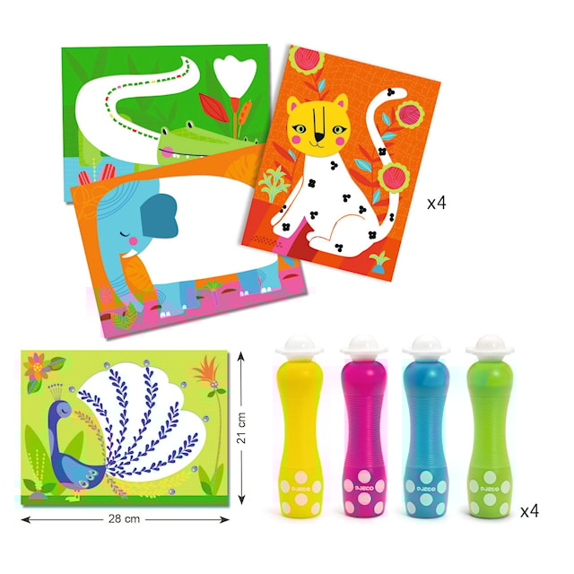 Produktbild 4 för DIY-Kit 4 bilder 8 ark 4 Greppvänliga Tuschpennor Djeco