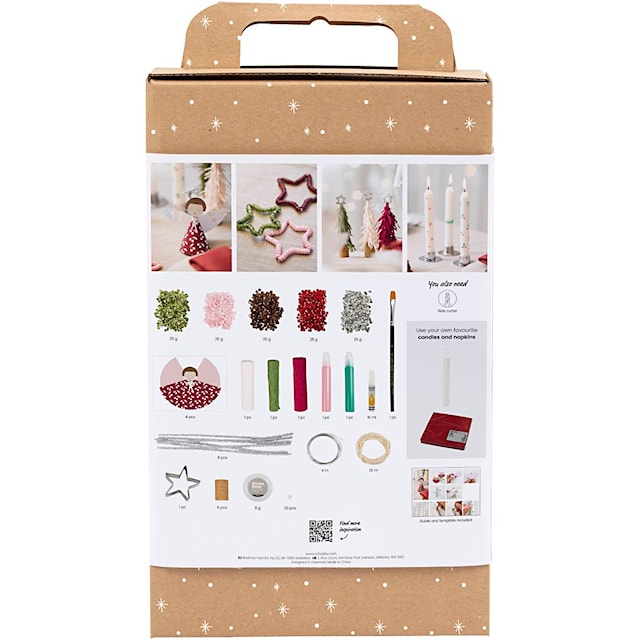 Tuotekuva 2 - Askartelusetti Pöytäkoristeet, Enkelit, joulukuuset, tähdet, värilajitelma, 1 pkk/ 1 pkt