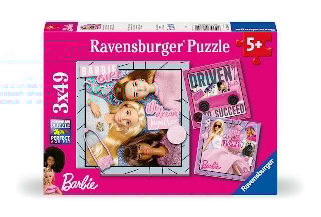 Produktbilde 1 for Puslespill Barbie 3x49 brikker, Ravensburger