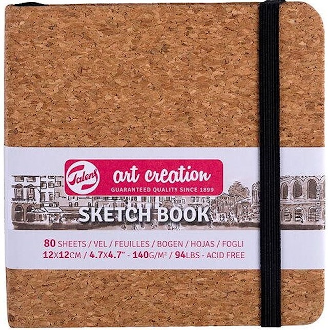 Produktbild 1 för Skissbok Kork 12x12 cm 140g 80 creme vita sidor Talens Art Creation