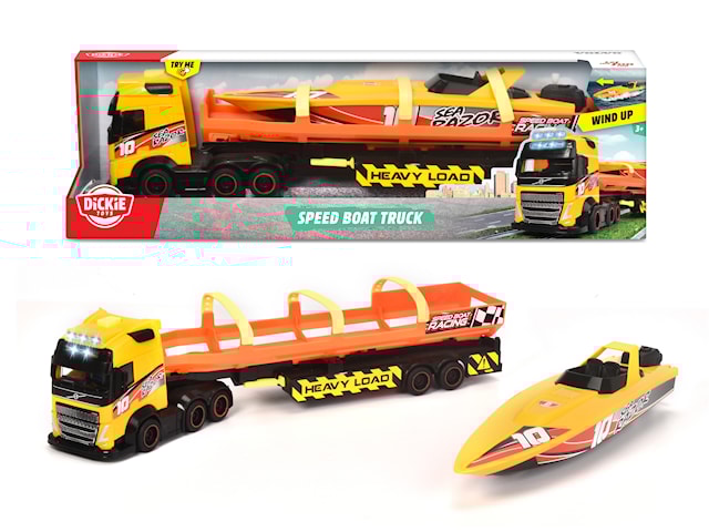 Volvo lastebil med tilhenger og båt fra Dickie Toys