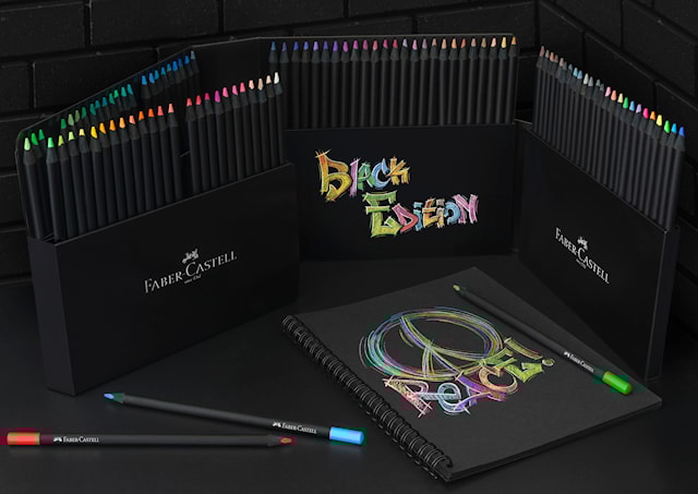 Tuotekuva 3 - Värikynät Black Edition Metallisävyt 100-pack kynätelineellä Faber Castell