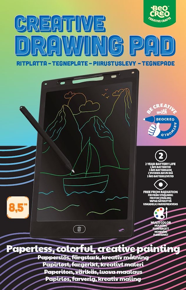 Tuotekuva 2 - Kreativ LCD-piirtoalusta 8,5" Multi Color, Beocreo