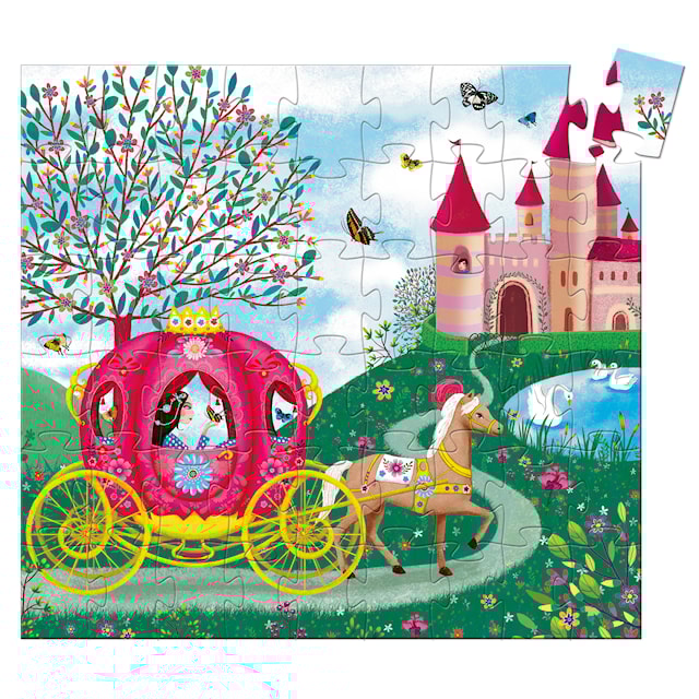 Produktbilde 2 for Puslespill i Eventyrprinsesseboks 54 Biter Motiv med Prinsesse, Slott, Hest og Vogn Djeco