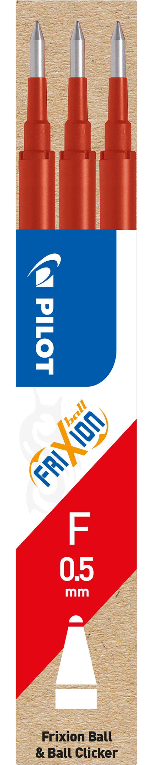 Produktbilde 1 for Patron Refill Frixion Ball Clicker 0,5 mm Rød 3 stk. Pilot