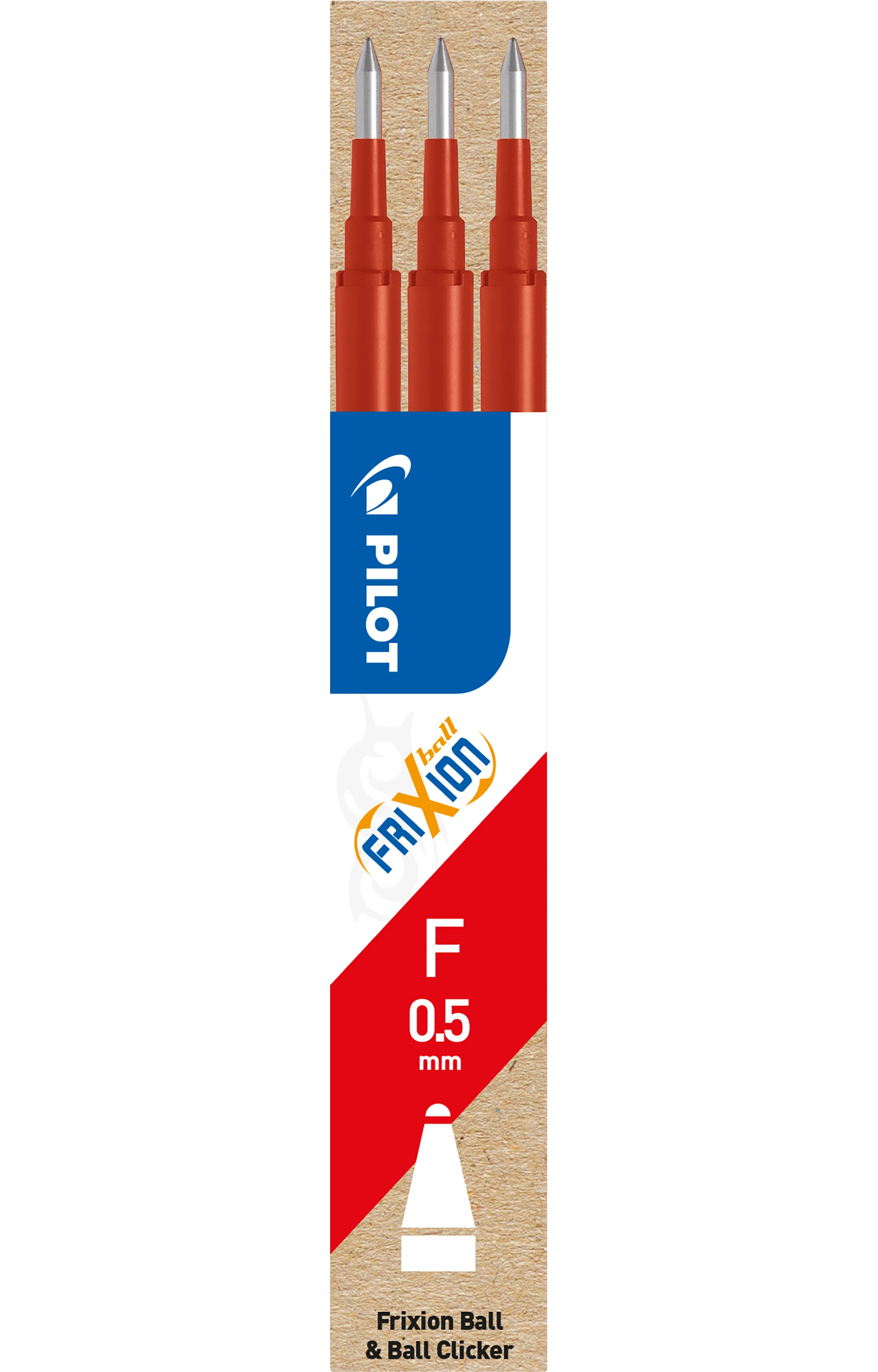 Produktbild för Refill Frixion Ball Clicker 0,5 Röd 3-p, Pilot