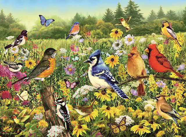 Produktbild 2 för Pussel Birds in the Meadow 500 bitar, Ravensburger
