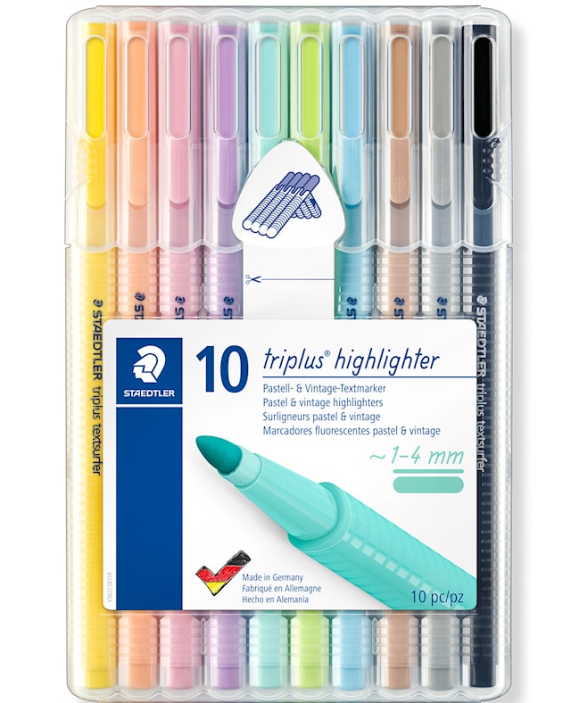 Tuotekuva 1 - Staedtler Triplus® textsurfer® -korostuskynä 10 kpl, kärjen leveys 1–4 mm, pastellivärit