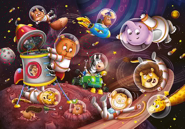 Produktbild 3 för Pussel Animals In Space 2x12 bitar, Ravensburger