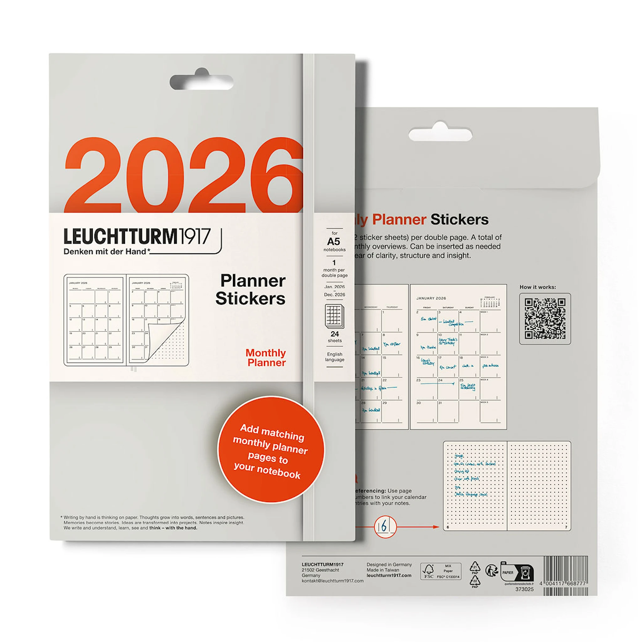 Produktbilde for Self-stick Planner 2026 12m Monthly Leuchtturm1917