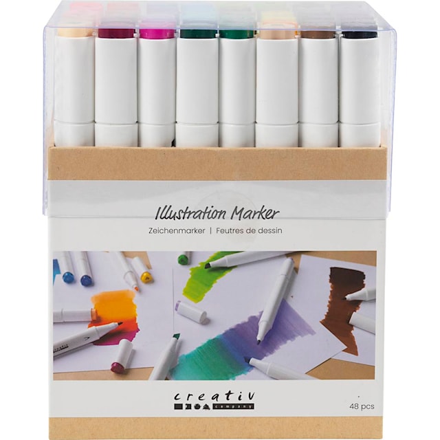 Produktbilde 6 for Tegnetusj, strek 1+8 mm, standardfarger, 48 stk./ 1 pk.