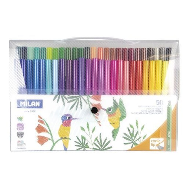 Produktbild 2 för Fiberpennor konspets i fodral 50-pack Milan