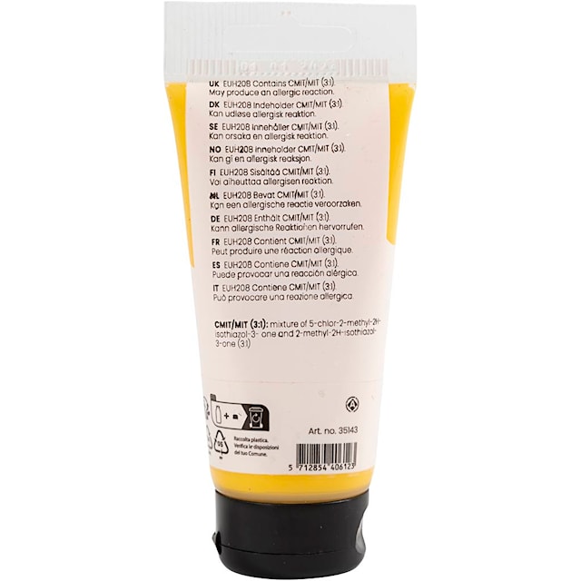 Tuotekuva 3 - Akryylimaali, puolikiiltävä, läpikuultavat, peruskeltainen, 75 ml/ 1 pll