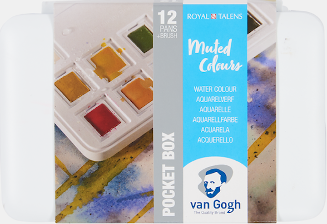 Produktbild 1 för Akvarellfärg Pocket Box Van Gogh halvkopp med 12 kulörer