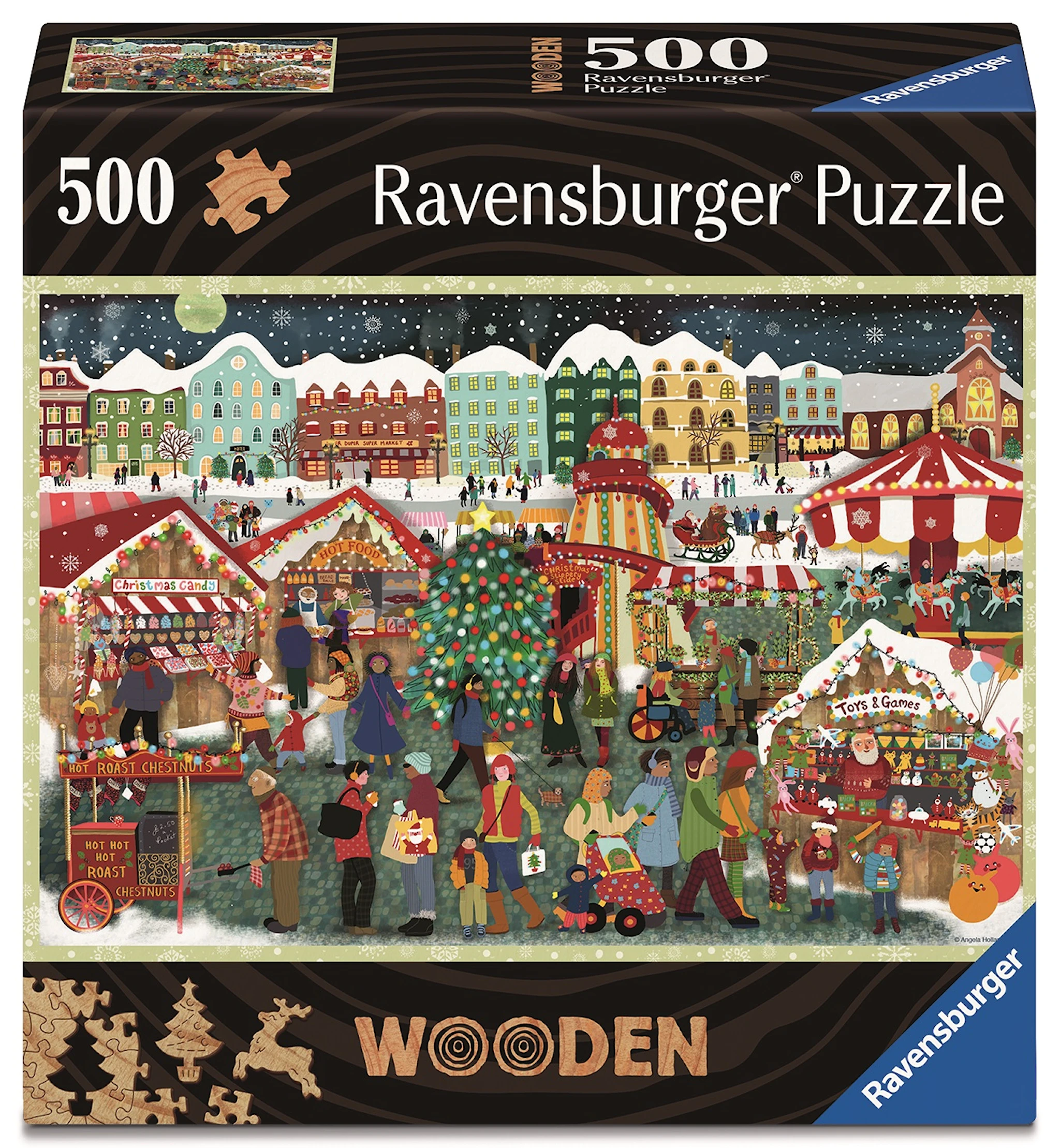 Produktbild för Christmas Wooden Julpussel 500 Bitar Ravensburger