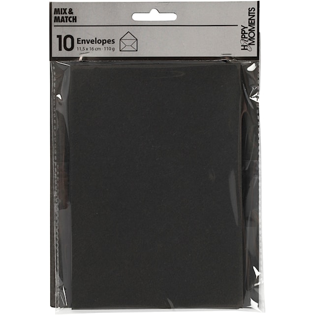 Tuotekuva 2 - Kirjekuoret, kirjekuoren koko 11,5x16 cm, 110 g, musta, 10 kpl/ 1 pkt