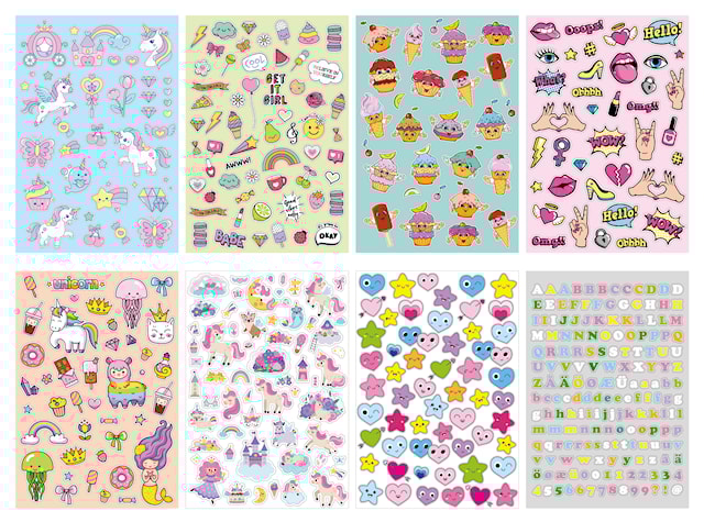 Produktbilde 1 for Megasett Klistremerker Enhjørning 500 stk Playbox