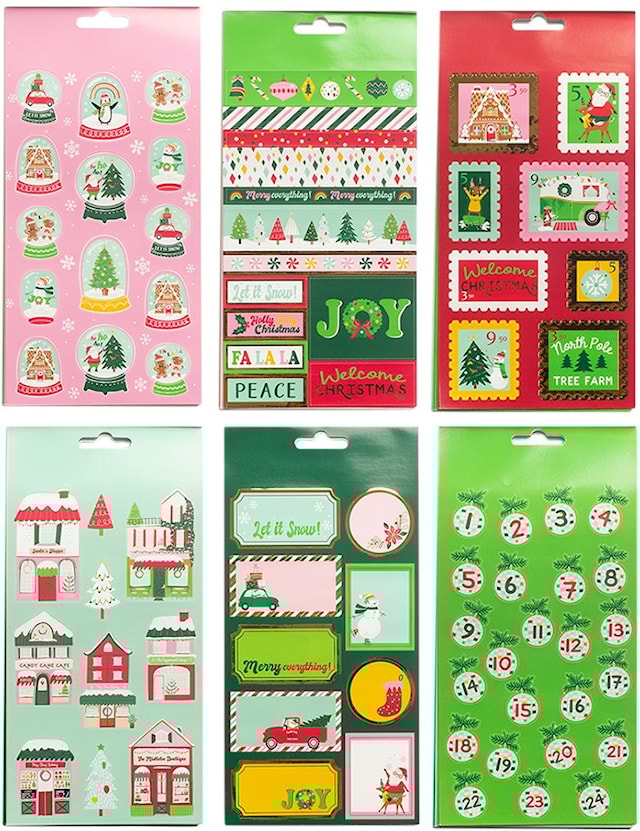 Produktbilde 1 for Klistermärkesbok med olika julmotiv 16 ark: Klistremerkebok med forskjellige julmotiver 16 ark