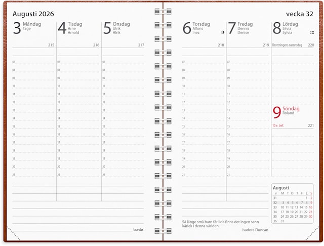 Produktbild 2 för Kalender 2026 Prestige Konstläder Cognac Burde